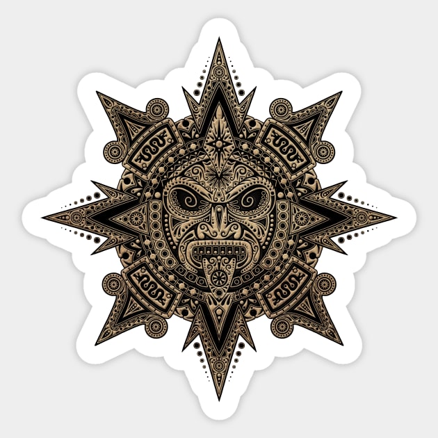 Ancient Stone Mayan Sun Mask Sticker by jeffbartels